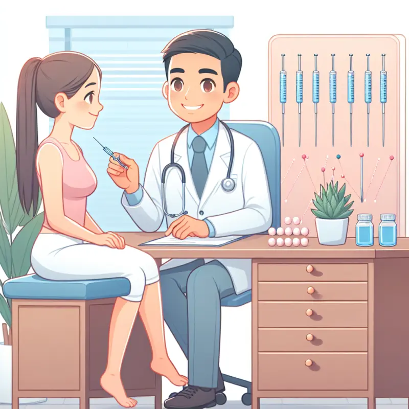 Cartoon-style illustration for Acupuncture for Menstrual Disorders: Evidence-Based Protocols