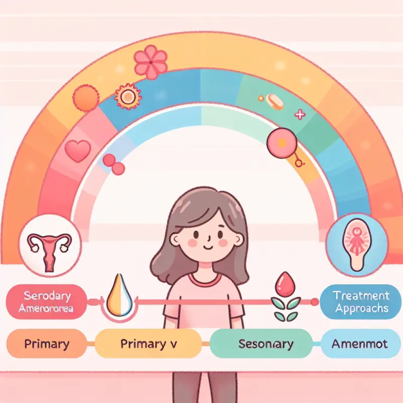 Cartoon-style illustration for Amenorrhea: Primary vs Secondary and Treatment Approaches
