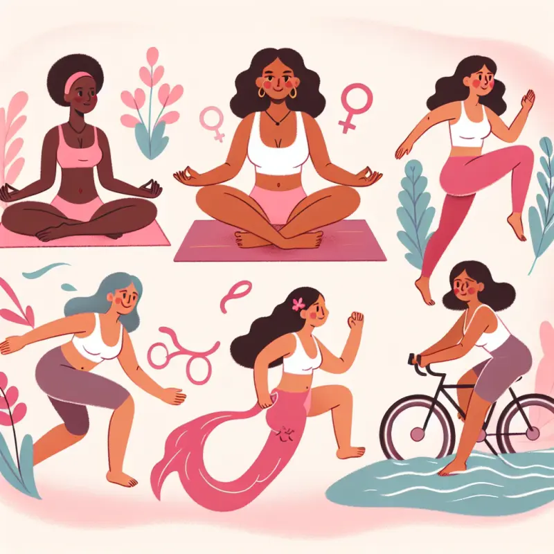 Cartoon-style illustration for Best Exercises for Each Phase of Your Menstrual Cycle
