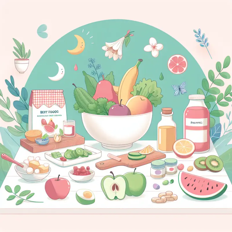 Cartoon-style illustration for Best Foods for Easing Menstrual Cramps and PMS