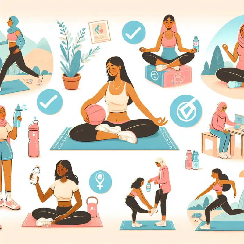 Cartoon-style illustration for Exercise Safety Tips for Your Period