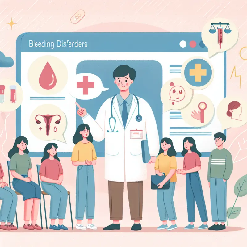 Cartoon-style illustration for Hereditary Bleeding Disorders and Heavy Menstrual Bleeding