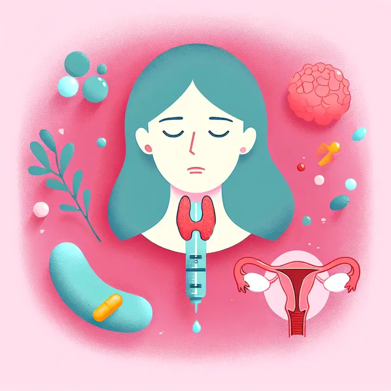 Cartoon-style illustration for Hypothyroidism and Menstrual Irregularities: The Hidden Connection