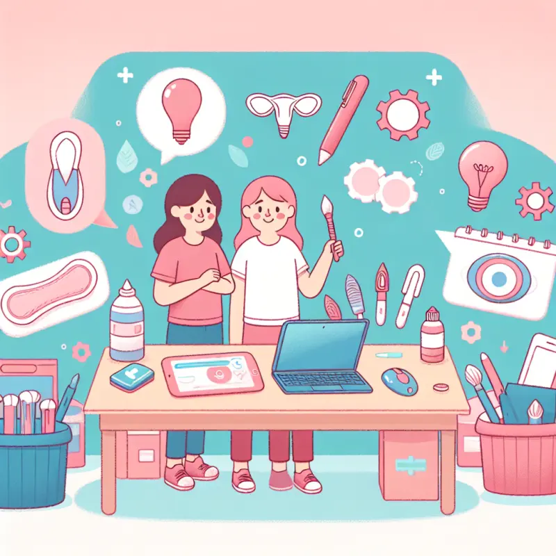 Cartoon-style illustration for Innovations in Menstrual Hygiene: What’s New and What Works