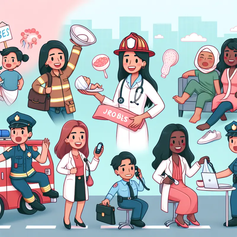 Cartoon-style illustration for Managing Menstrual Symptoms in High-Stress Jobs