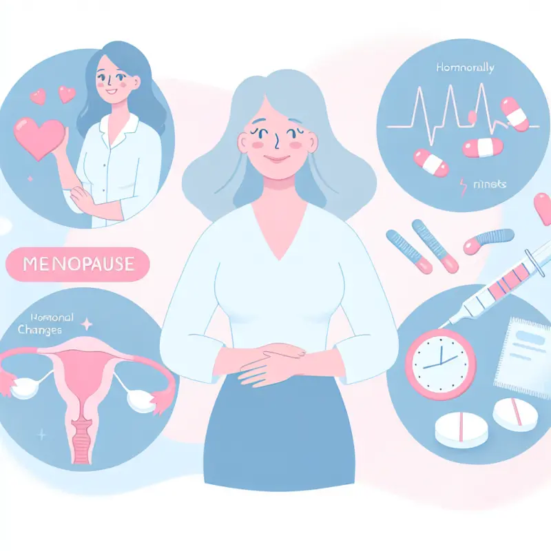 Cartoon-style illustration for Menopause: Hormonal Changes, Symptoms, and Health Risks