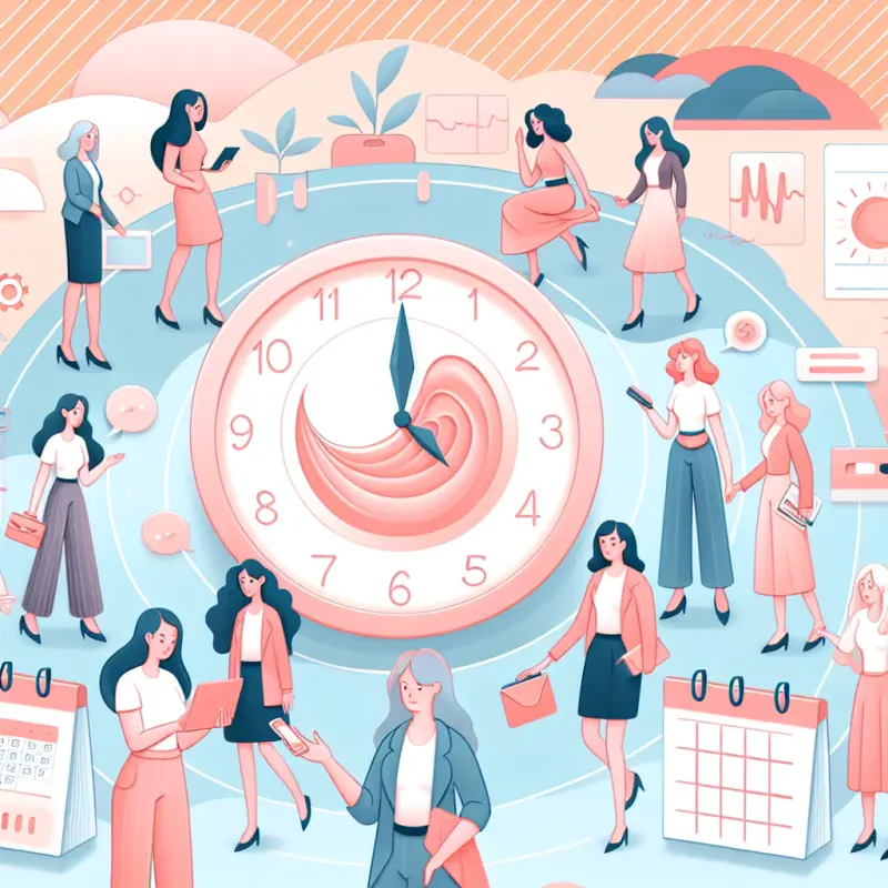 Cartoon-style illustration for Shift Work and Menstrual Cycle Disruption: Research and Solutions
