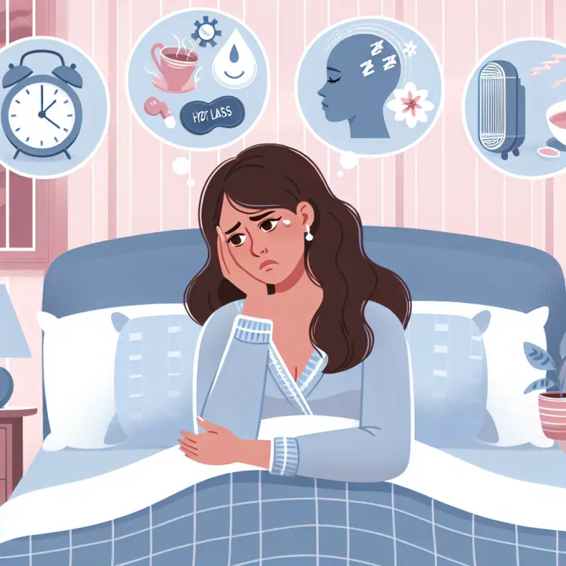 Cartoon-style illustration for Sleep Disturbances in Perimenopause: Causes and Solutions