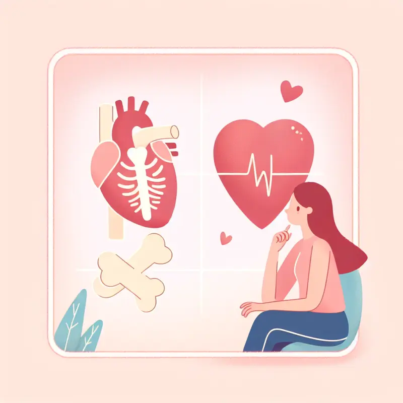 Cartoon-style illustration for The Impact of Menopause on Bone and Heart Health