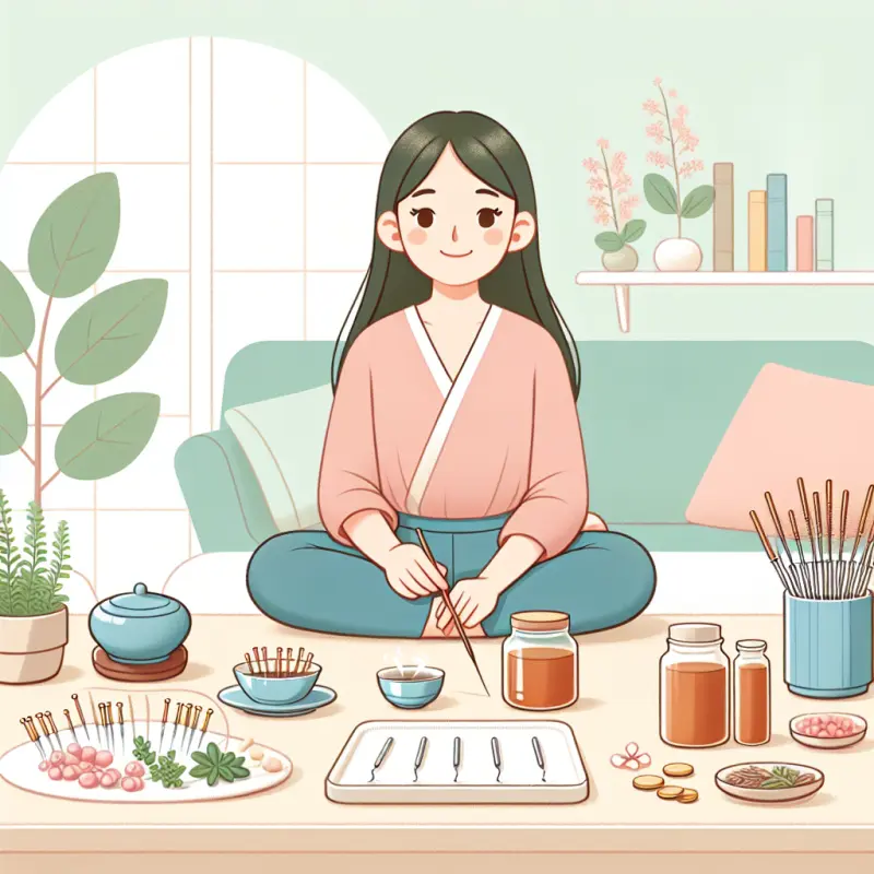 Cartoon-style illustration for Traditional Chinese Medicine and Menstrual Cycle Regulation