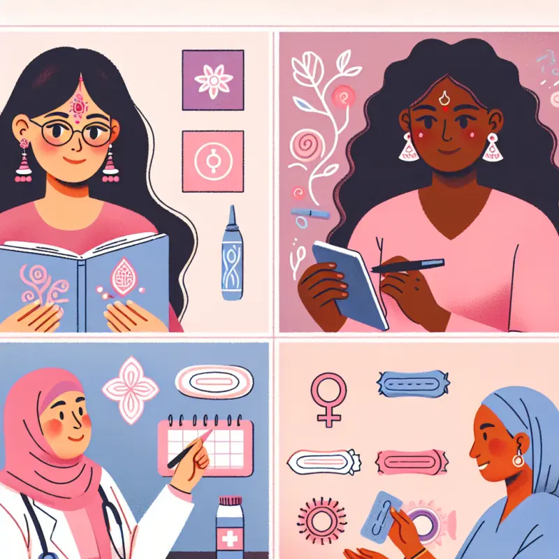 Cartoon-style illustration for Traditional Menstrual Practices: Safety and Cultural Sensitivity
