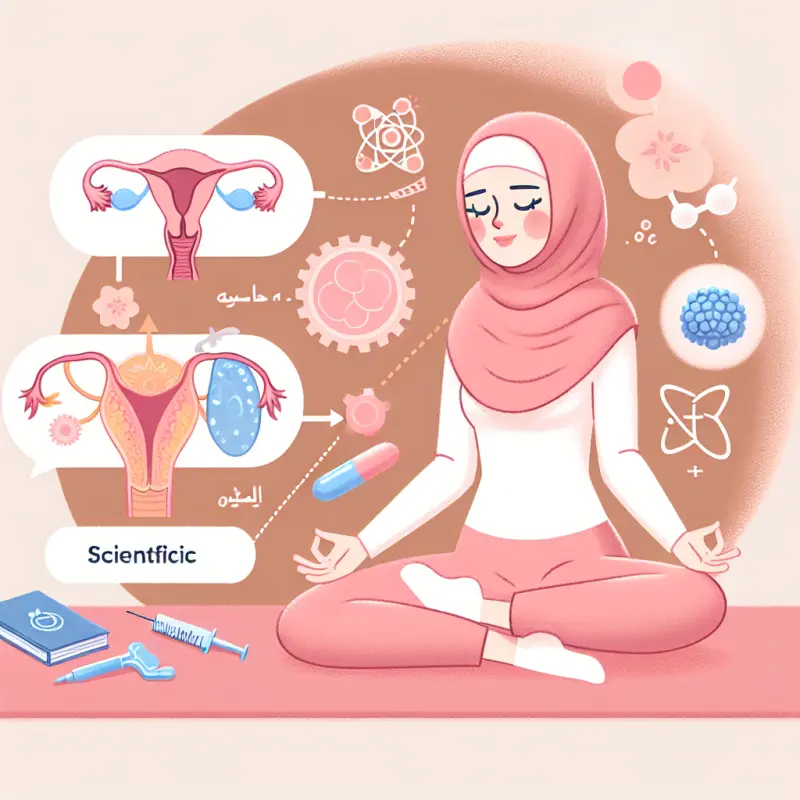 Cartoon-style illustration for Yoga and Menstrual Health: Scientific Benefits and Techniques